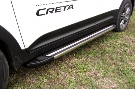 Hyundai CRETA 4WD (2016)-Пороги алюминиевые "Luxe Black" 1700 черные